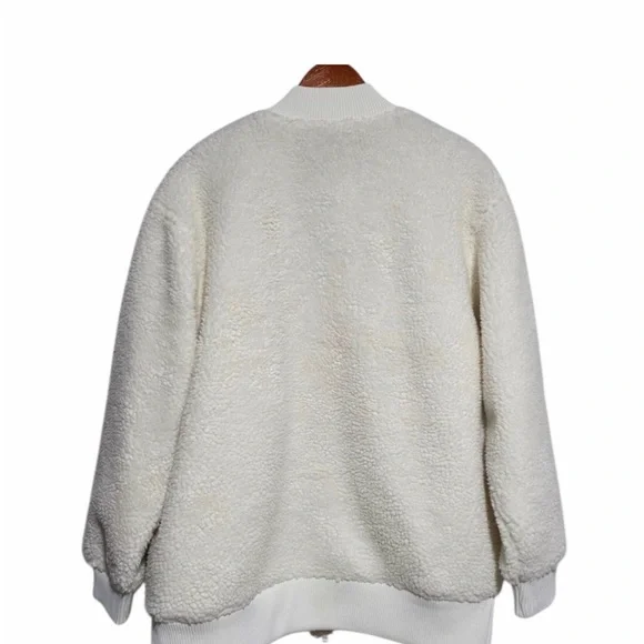 Fabletics Teddy Oversized Bomber Jacket in Bone Size Medium NWT - Picture 4 of 4